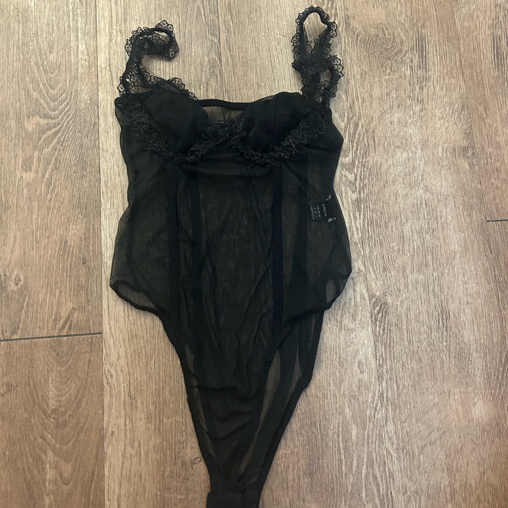 Black mesh bodysuit